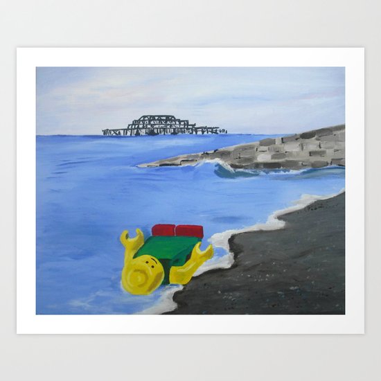 Lego Beach Acrylics Impressionist Fine Art Art Print