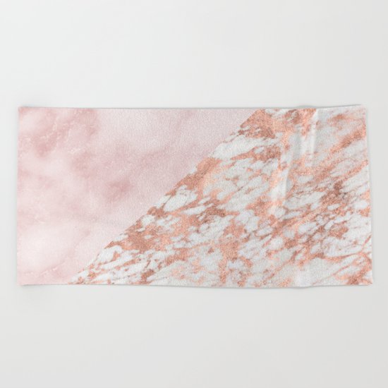 Rose gold & pinks marble Beach Towel