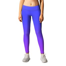 Neon Purple and Bright Neon Blue Ombré Shade Color Fade Leggings