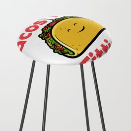 Tacos and titties funny quote with cartoon LGBTQ Taco pride rainbow flag Counter Stool
