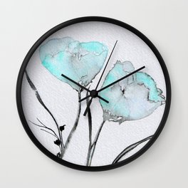 Touch of Robin's Egg Blue - Watercolor Floral Art Wall Clock