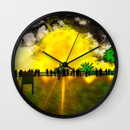 Sun Explosion, view from the coastline Wall Clock