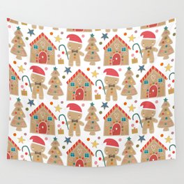 Playful Gingerbread Pattern Wall Tapestry