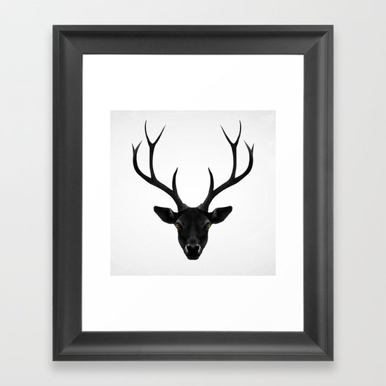 The Black Deer Framed Art Print