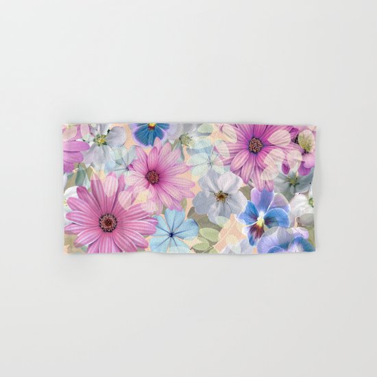 Pink and blue floral pattern Hand & Bath Towel