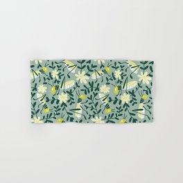Insects and flowers green print Hand & Bath Towel