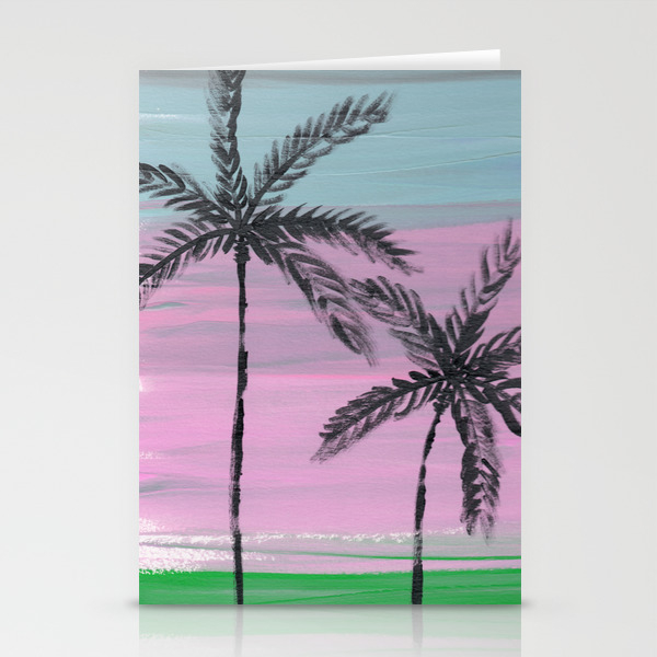Two Palm Trees Sunset Sky Stationery Cards By Ambrmoon Society6