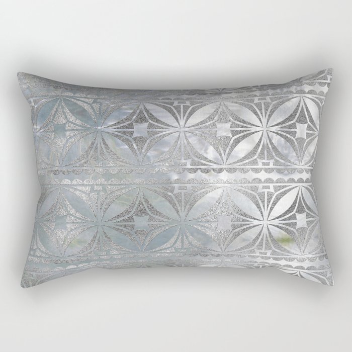Silver glitter pattern on mother of pearl Rectangular Pillow