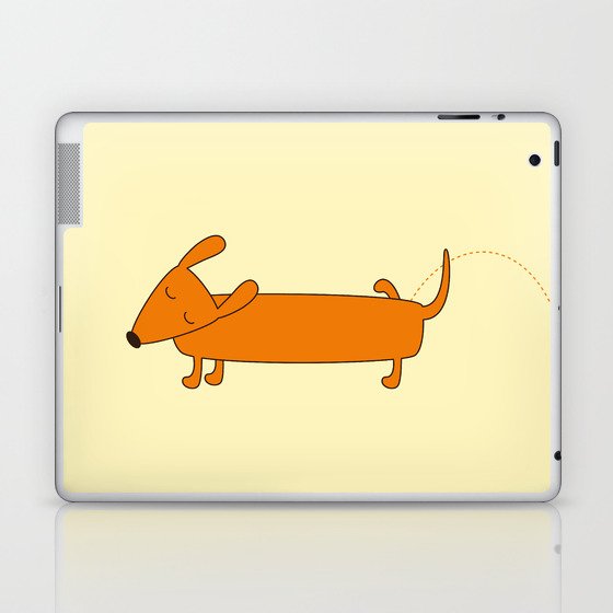 Cute pissing dachshund Laptop & iPad Skin