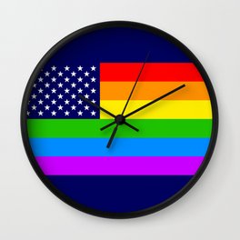 Gay USA Rainbow Flag - American LGBT Stars and Stripes Wall Clock