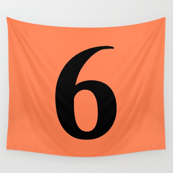 6 (BLACK & CORAL NUMBERS) Wall Tapestry