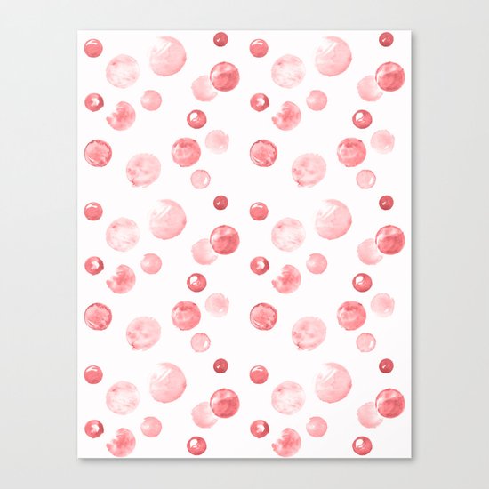 Wewak Pink Watercolors Polka Dots Canvas Print