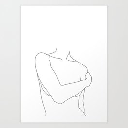 Nude figure line drawing - Judy Art Print
