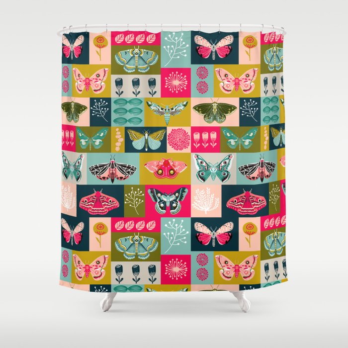 Lepidoptery tiles by Andrea Lauren  Shower Curtain