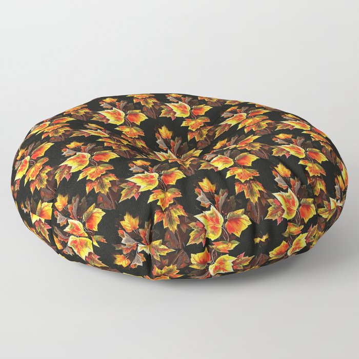 Christian Cross of Autumnal Leaves Repeat Pattern Floor Pillow