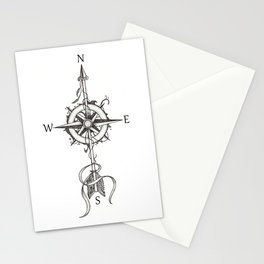 Compass with Arrow (Tattoo stule) Stationery Card
