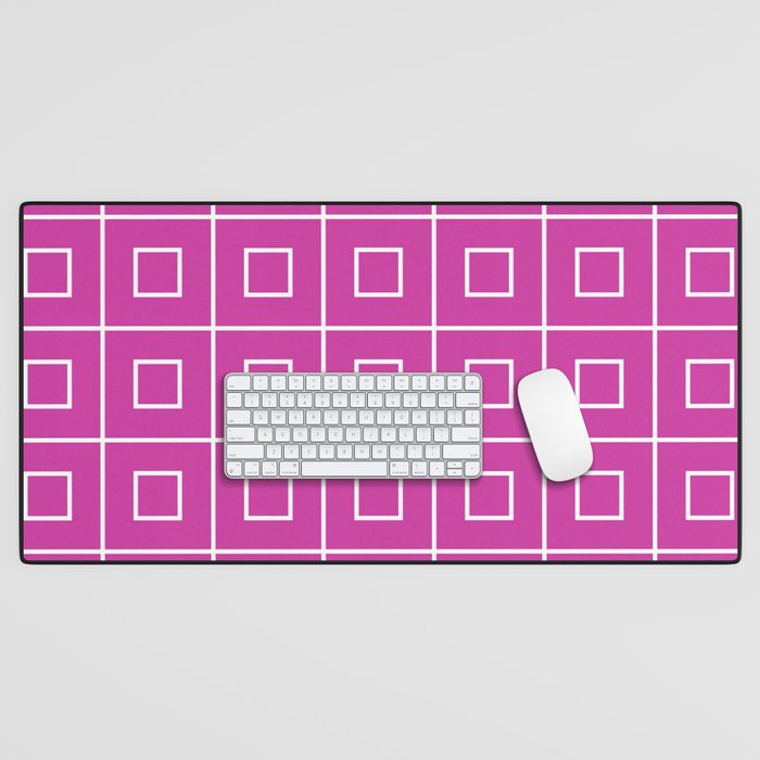 Violet Check Square Pattern Desk Mat
