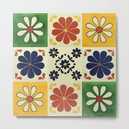 Mix print clay tiles mexican talavera modern decorative design  Metal Print | Clay, Authenticmexican, Tile, Vintagemexican, Haciendadecoration, Spanishstyle, Handpainted, Mixedpattern, Pueblotraditional, Mexicanflowers 
