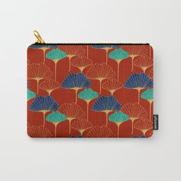 Gingko Biloba Leaves Abstract Pattern (red Background) Carry-All Pouch