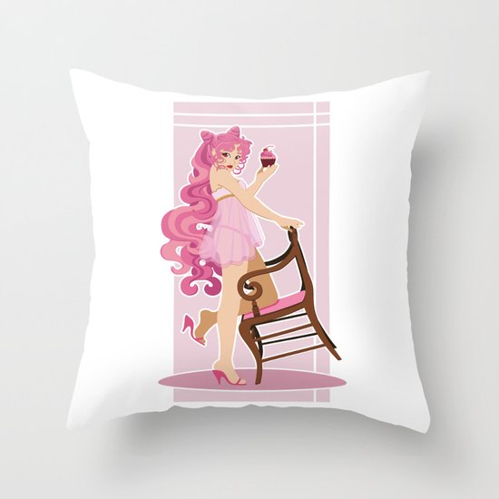 Sailor Moon Pinup - Chibiusa Cupcake Throw Pillow