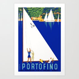 1941 PORTOFINO Italy Travel Poster Art Print