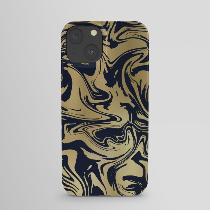Marble Swirl in Navy and Gold iPhone Case