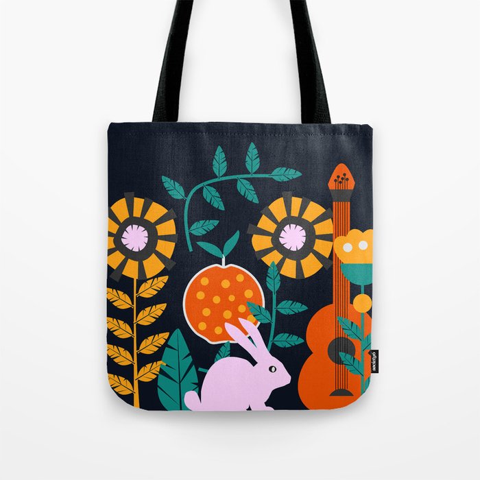 Music and a little rabbit Tote Bag