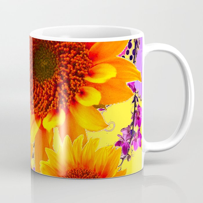 Colorful Sunflowers Purple Floral Art Coffee Mug