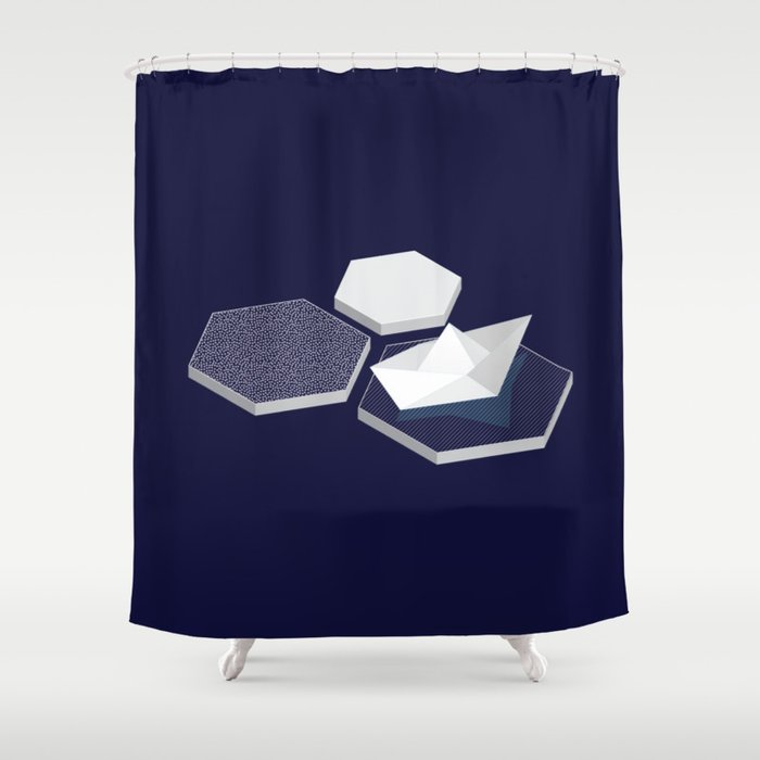 Paperboat Hexagons Shower Curtain
