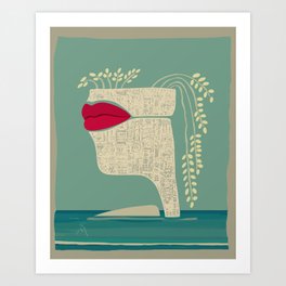 Live in Lips Futuristic Building at the Ocean Art Print