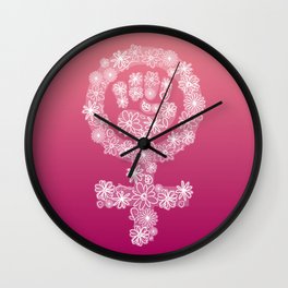 FEMINIST FLORAL FIST Wall Clock