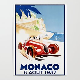 Vintage Monaco Grand Prix 1937 Poster Poster