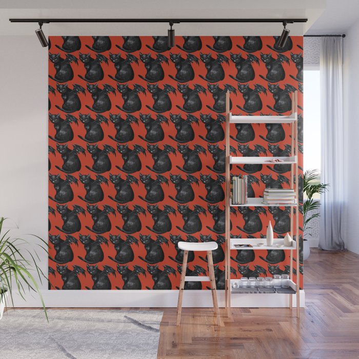 Cat Dragon Bat Wall Mural By Mantrapop Society6 Cat Dragon Bat Wall Mural