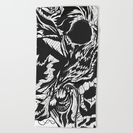 Skull Moustache Beach Towel