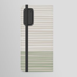 Natural Stripes Modern Minimalist Colour Block Pattern Sage Green Almond Beige Android Wallet Case