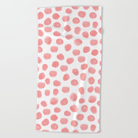 Natalia - abstract dot painting dots polka dot minimal modern gender neutral art decor Beach Towel