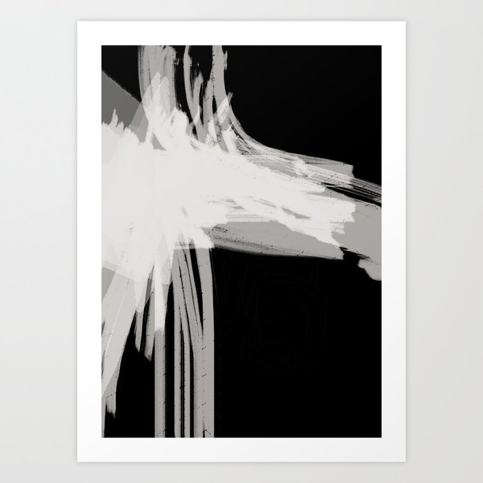 Strokes 14 | Expressive Black & Neutral Abstract Art Print