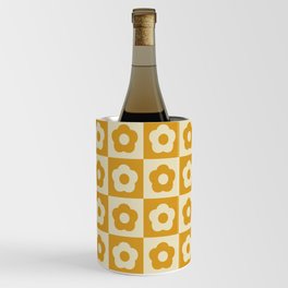 60s Checkered Daisies, Golden Ochre Wine Chiller