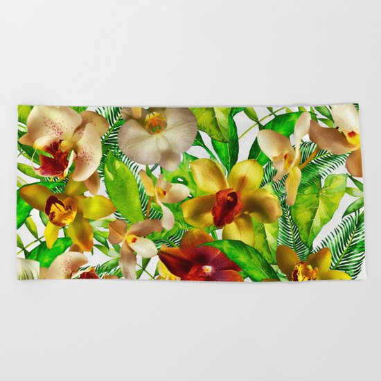 My tropical Orchid Garden- Jungle Pattern on #Society6 Beach Towel