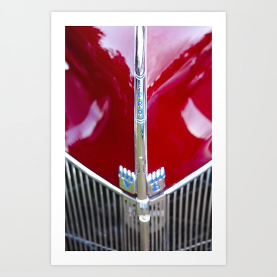 Classic Ford - Vintage Logo - Red Art Print