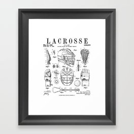 Lacrosse Player Equipment Vintage Patent Drawing Print Framed Art Print