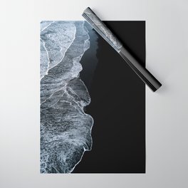 Waves on a black sand beach in iceland - minimalist Landscape Photography Wrapping Paper