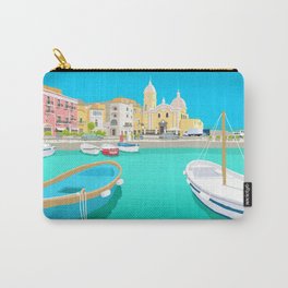 Capri Carry-All Pouch | Digital Art, Harbour, Water, Italy, Boat, Venitian, Vector Art, Digital Painting, Capri, Bay Of Naples 