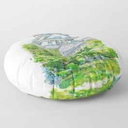 Osaka Castle Surrounded By Beauty Floor Pillow