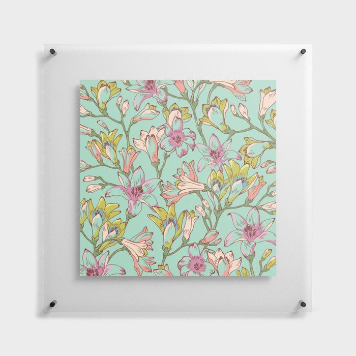 Colorful Lily Pattern Floating Acrylic Print