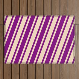 [ Thumbnail: Purple & Bisque Colored Striped/Lined Pattern Outdoor Rug ]