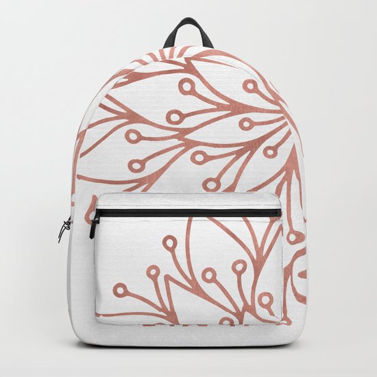Mandala Blooming Rose Gold on White Backpack