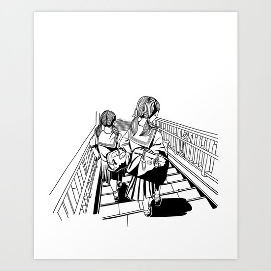 Japanese School Girls Art Print