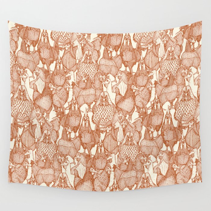 just chickens rust pearl Wall Tapestry