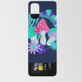 turquoise and pink mushrooms and flowers Android Card Case